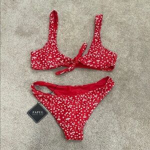 Zaful Red Floral Bikini Set